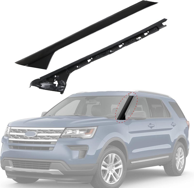 CARMOCAR A-Pillar Front Molding Windshield Trim Left Outer & Inner Replacement for 2011-2019 Ford Explorer 926-450 BB5Z7803136AA BB5Z-7803136-AB BB5Z7803136BA BB5Z7803144AA(Driver Side) - Image 1